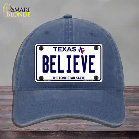 Believe Texas Novelty License Plate Hat Unconstructed Cotton / Navy