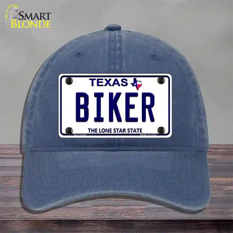 Biker Texas Novelty License Plate Hat Unconstructed Cotton / Navy