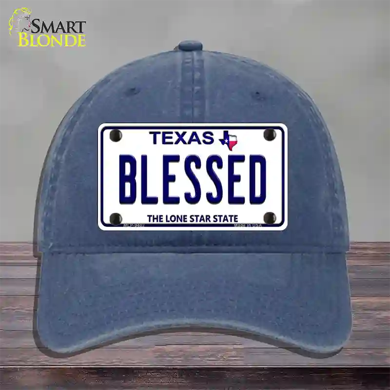 Blessed Texas Novelty License Plate Hat Unconstructed Cotton / Navy