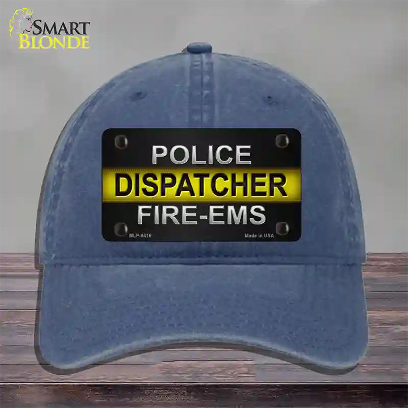 Police / Dispatcher / Fire- EMS Novelty License Plate Hat Unconstructed Cotton / Navy