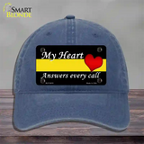 My Heart Answers Every Call Novelty License Plate Hat Unconstructed Cotton / Navy