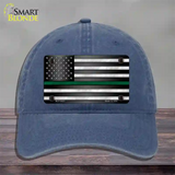 American Flag Thin Green Line Novelty License Plate Hat Unconstructed Cotton / Navy