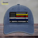 American Flag Police / Fire / EMS Novelty License Plate Hat Unconstructed Cotton / Navy