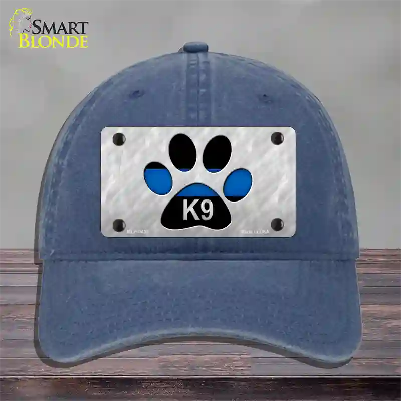 Thin Blue Line Paw K-9 Novelty License Plate Hat Unconstructed Cotton / Navy