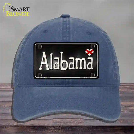 Alabama Flag Script Novelty License Plate Hat Unconstructed Cotton / Navy