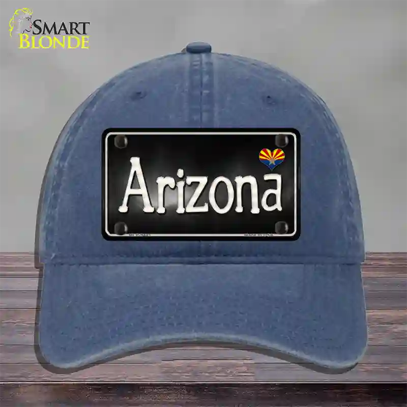 Arizona Flag Script Novelty License Plate Hat Unconstructed Cotton / Navy