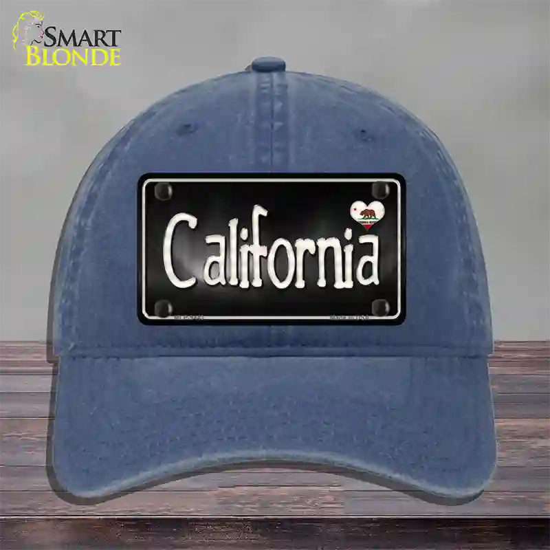 California Flag Script Novelty License Plate Hat Unconstructed Cotton / Navy