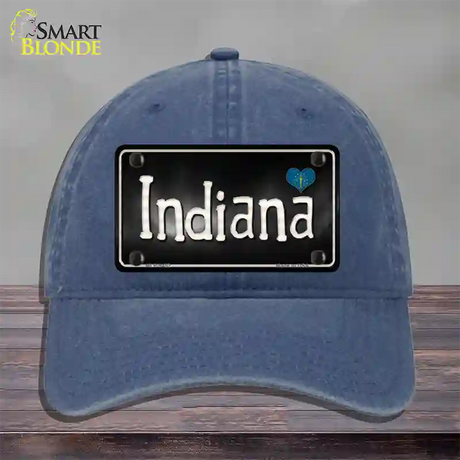 Indiana Flag Script Novelty License Plate Hat Unconstructed Cotton / Navy