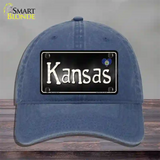 Kansas Flag Script Novelty License Plate Hat Unconstructed Cotton / Navy