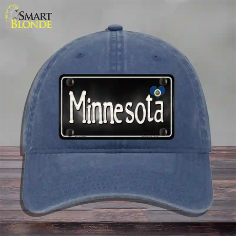 Minnesota Flag Script Novelty License Plate Hat Unconstructed Cotton / Navy