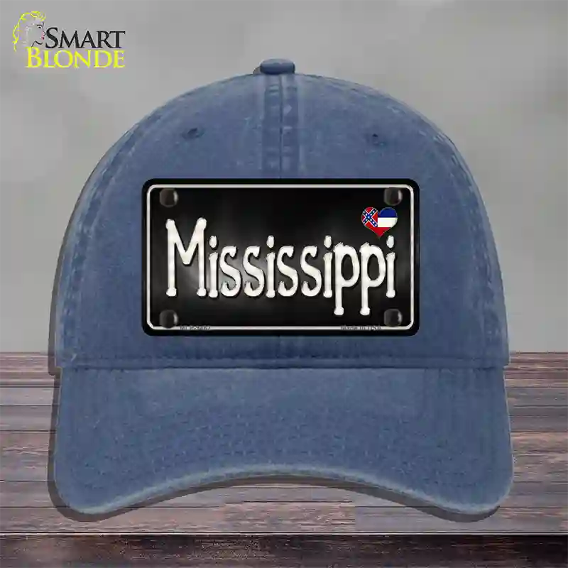 Mississippi Flag Script Novelty License Plate Hat Unconstructed Cotton / Navy