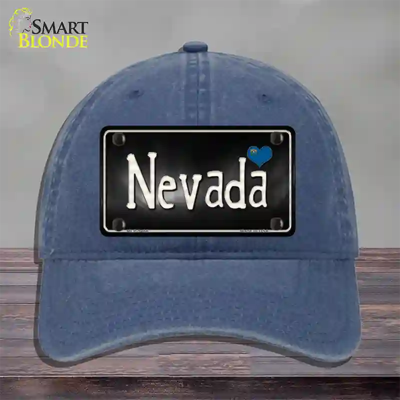 Nevada Flag Script Novelty License Plate Hat Unconstructed Cotton / Navy