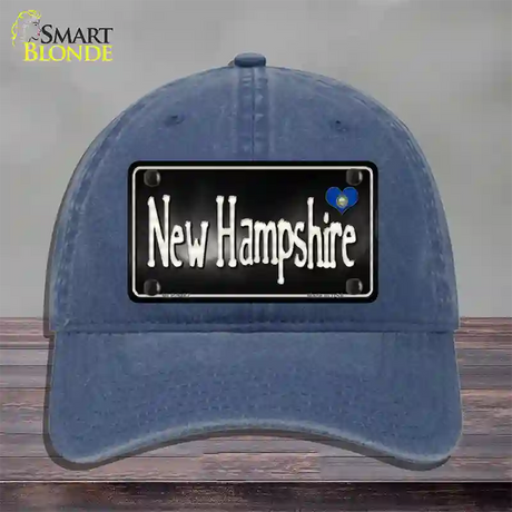 New Hampshire Flag Script Novelty License Plate Hat Unconstructed Cotton / Navy