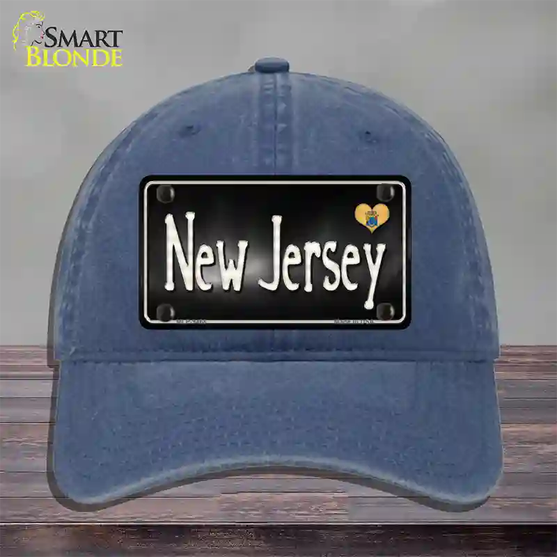 New Jersey Flag Script Novelty License Plate Hat Unconstructed Cotton / Navy