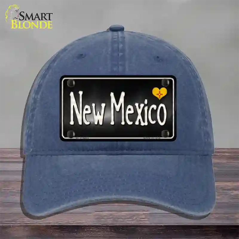 New Mexico Flag Script Novelty License Plate Hat Unconstructed Cotton / Navy