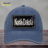 North Dakota Flag Script Novelty License Plate Hat Unconstructed Cotton / Navy