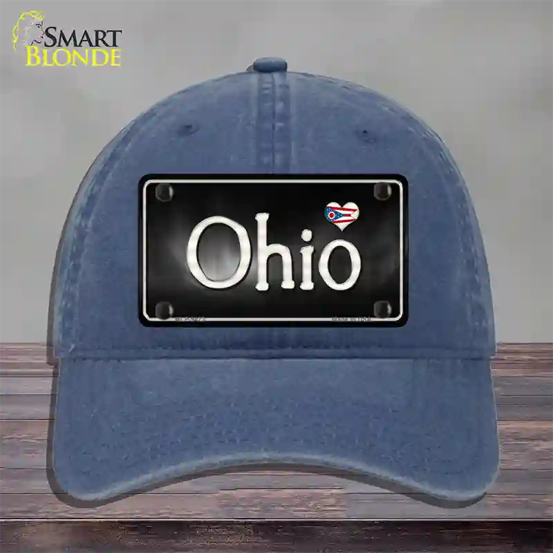 Ohio Flag Script Novelty License Plate Hat Unconstructed Cotton / Navy