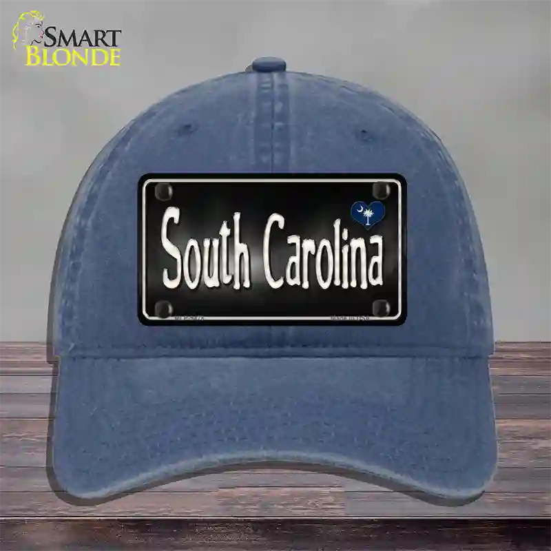 South Carolina Flag Script Novelty License Plate Hat Unconstructed Cotton / Navy