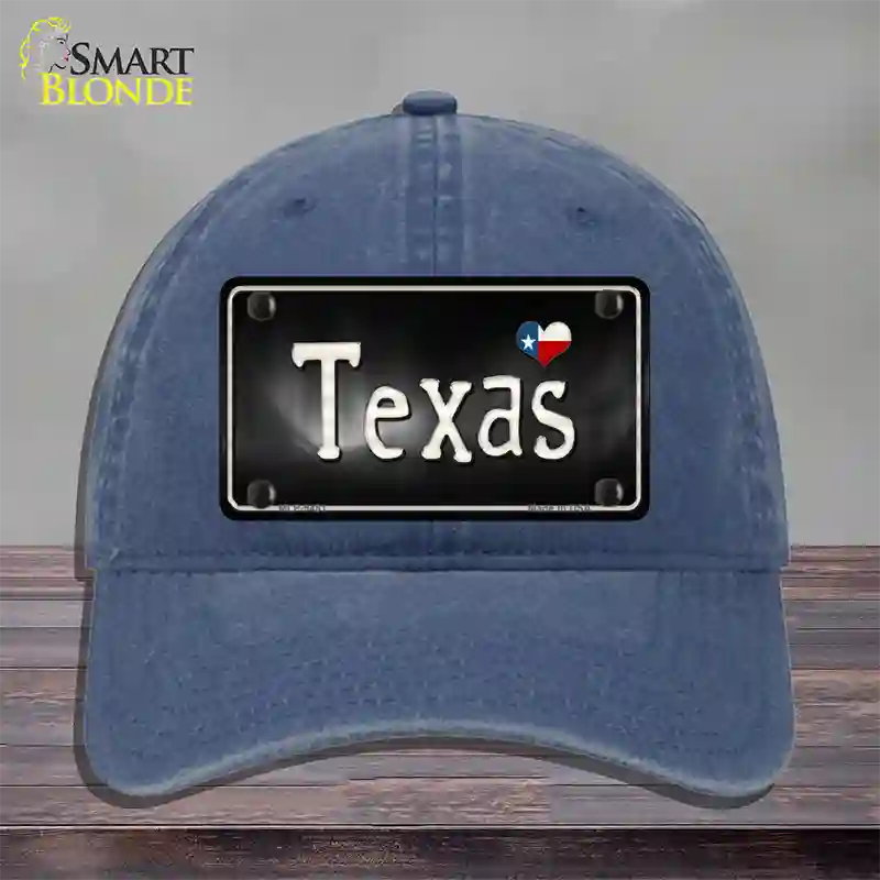 Texas Flag Script Novelty License Plate Hat Unconstructed Cotton / Navy