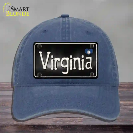 Virginia Flag Script Novelty License Plate Hat Unconstructed Cotton / Navy