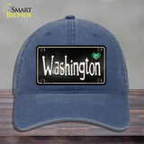 Washington Flag Script Novelty License Plate Hat Unconstructed Cotton / Navy