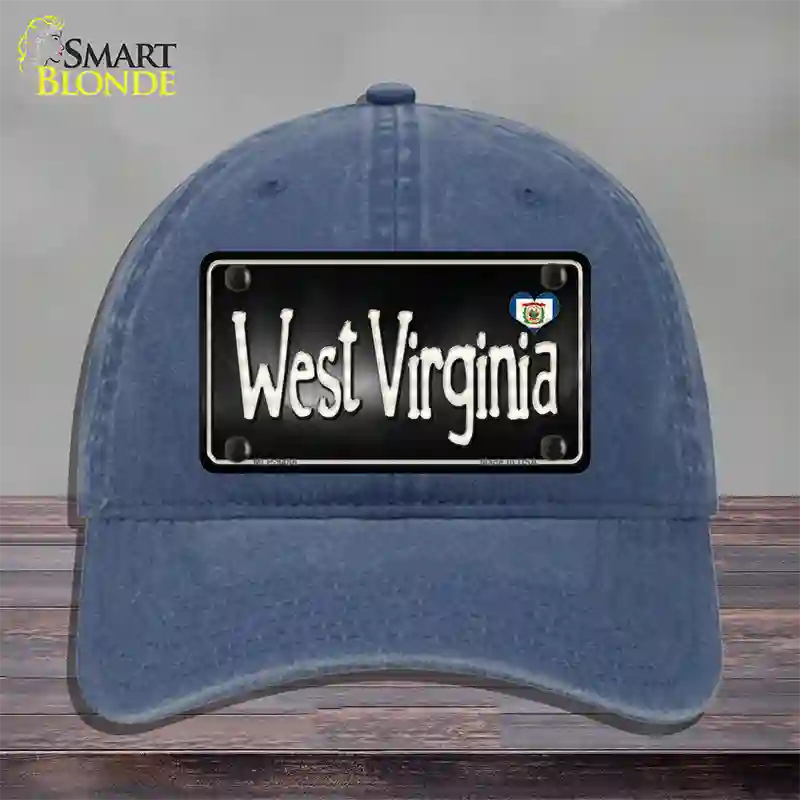 West Virginia Flag Script Novelty License Plate Hat Unconstructed Cotton / Navy