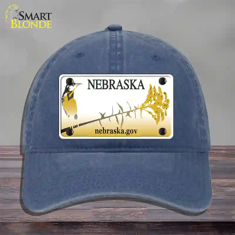 Nebraska Blank Novelty License Plate Hat Unconstructed Cotton / Navy