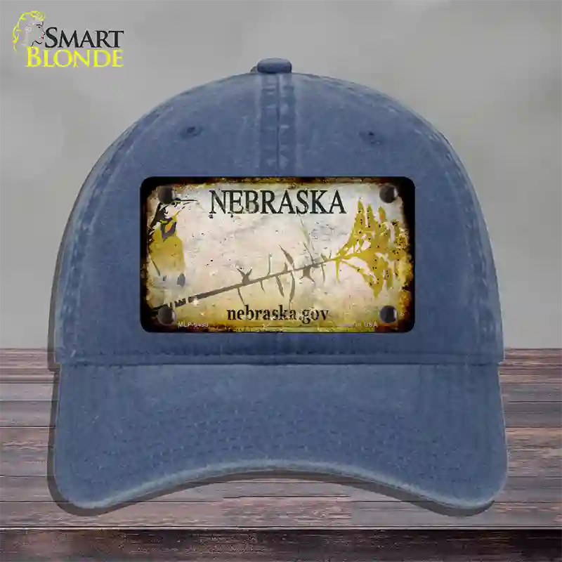 Nebraska Gov Rusty Blank Novelty License Plate Hat Unconstructed Cotton / Navy