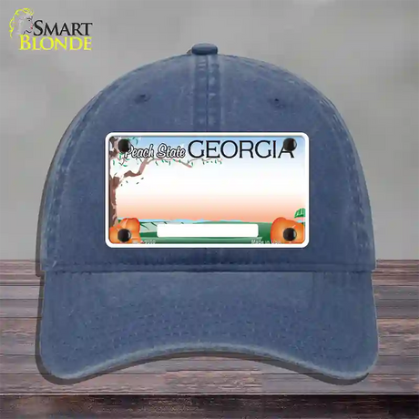 Georgia Peach Blank Novelty License Plate Hat Unconstructed Cotton / Navy