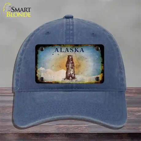 Alaska State Blank Novelty License Plate Hat Unconstructed Cotton / Navy / Alaska Bear (9511):https | Rusty | Yes