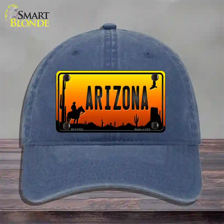 Cowboy Arizona Scenic Novelty License Plate Hat Unconstructed Cotton / Navy