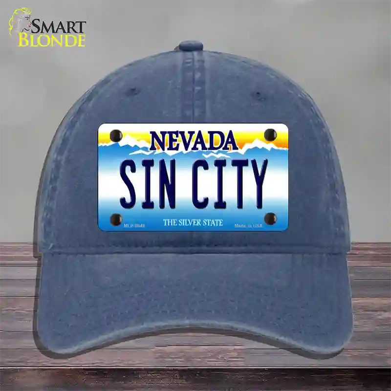 Sin City Nevada Novelty License Plate Hat Unconstructed Cotton / Navy