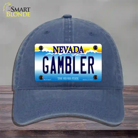 Gambler Nevada Novelty License Plate Hat Unconstructed Cotton / Navy