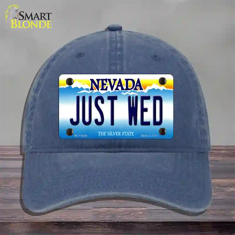 Just Wed Nevada Novelty License Plate Hat Unconstructed Cotton / Navy