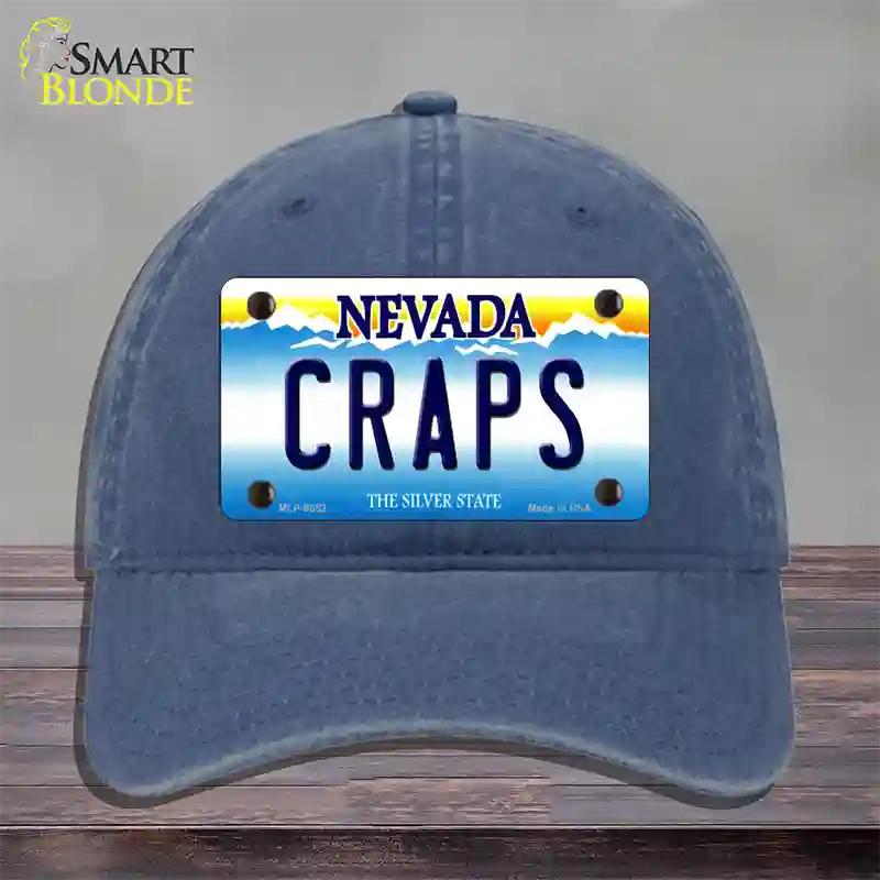 Craps Nevada Novelty License Plate Hat Unconstructed Cotton / Navy