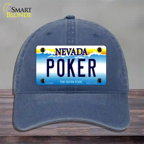 Poker Nevada Novelty License Plate Hat Unconstructed Cotton / Navy