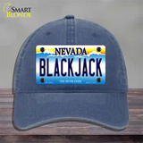 Black Jack Nevada Novelty License Plate Hat Unconstructed Cotton / Navy