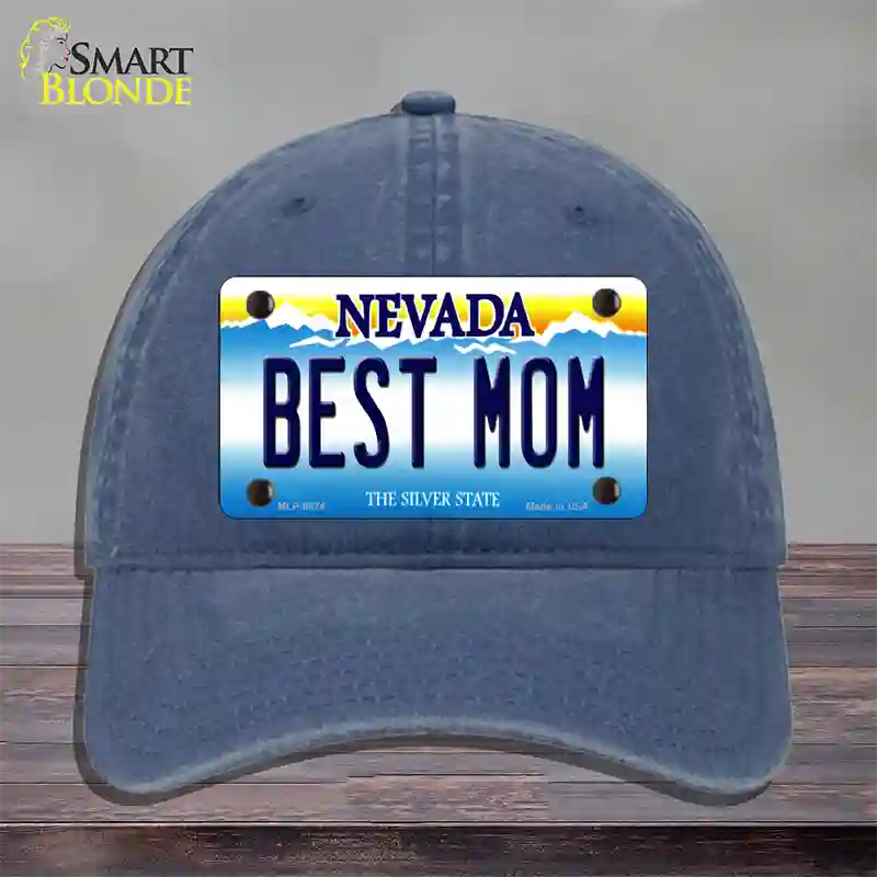 Best Mom Nevada Novelty License Plate Hat Unconstructed Cotton / Navy