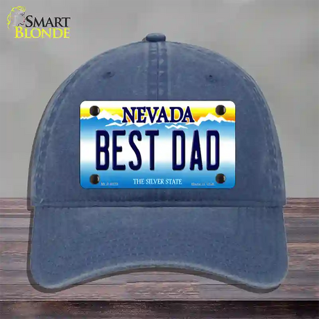 Best Dad Nevada Novelty License Plate Hat Unconstructed Cotton / Navy