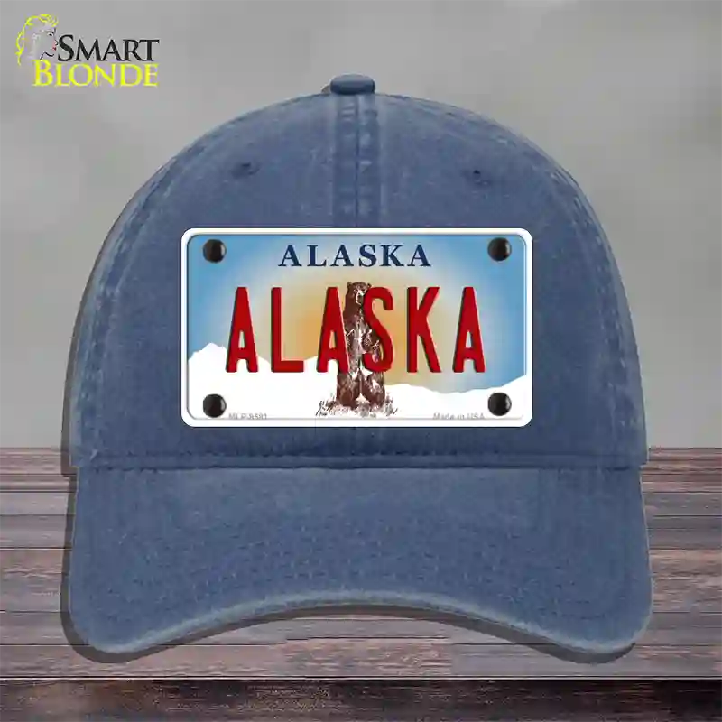 Alaska State Novelty License Plate Hat Unconstructed Cotton / Navy