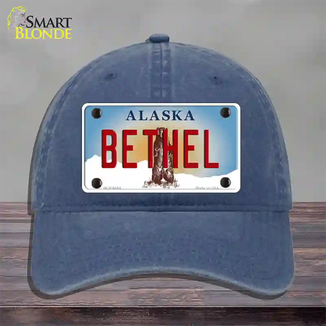 Bethel Alaska State Novelty License Plate Hat Unconstructed Cotton / Navy