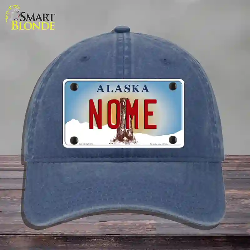 Nome Alaska State Novelty License Plate Hat Unconstructed Cotton / Navy