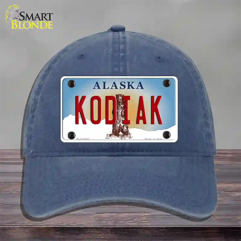 Kodiak Alaska State Novelty License Plate Hat Unconstructed Cotton / Navy