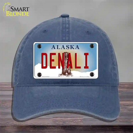 Denali Alaska State Novelty License Plate Hat Unconstructed Cotton / Navy