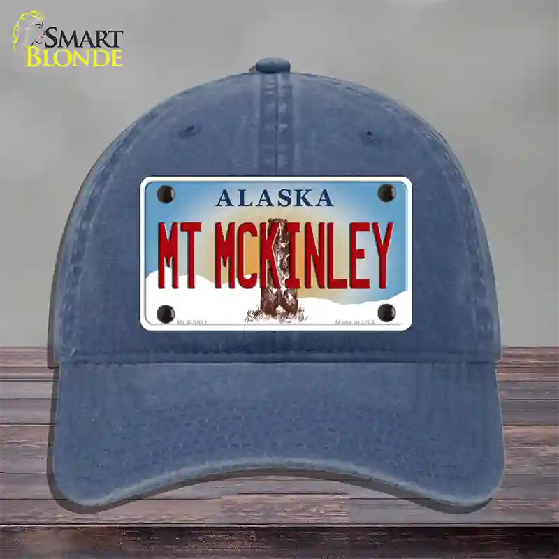 Mt McKinley Alaska State Novelty License Plate Hat Unconstructed Cotton / Navy