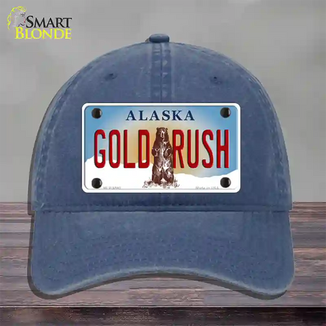 Gold Rush Alaska State Novelty License Plate Hat Unconstructed Cotton / Navy