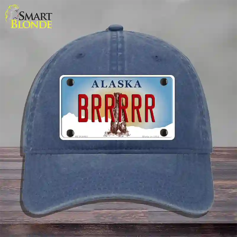 Brrrrr Alaska State Novelty License Plate Hat Unconstructed Cotton / Navy