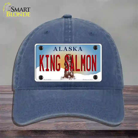 King Salmon Alaska State Novelty License Plate Hat Unconstructed Cotton / Navy