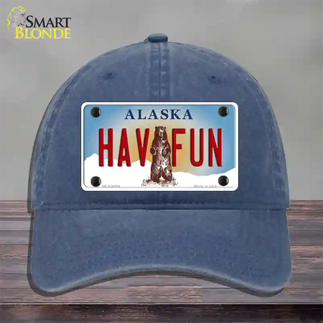 Hav Fun Alaska State Novelty License Plate Hat Unconstructed Cotton / Navy