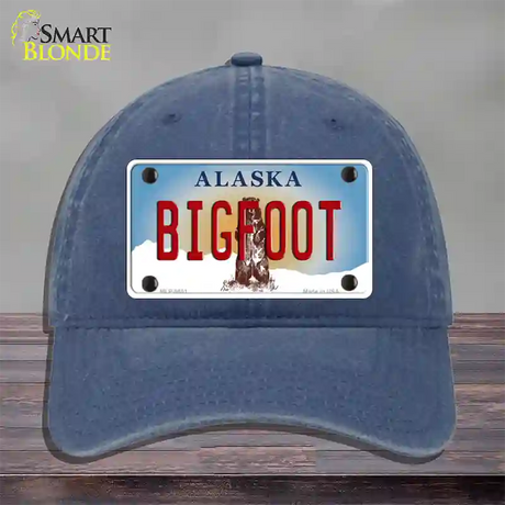 Bigfoot Alaska State Novelty License Plate Hat Unconstructed Cotton / Navy